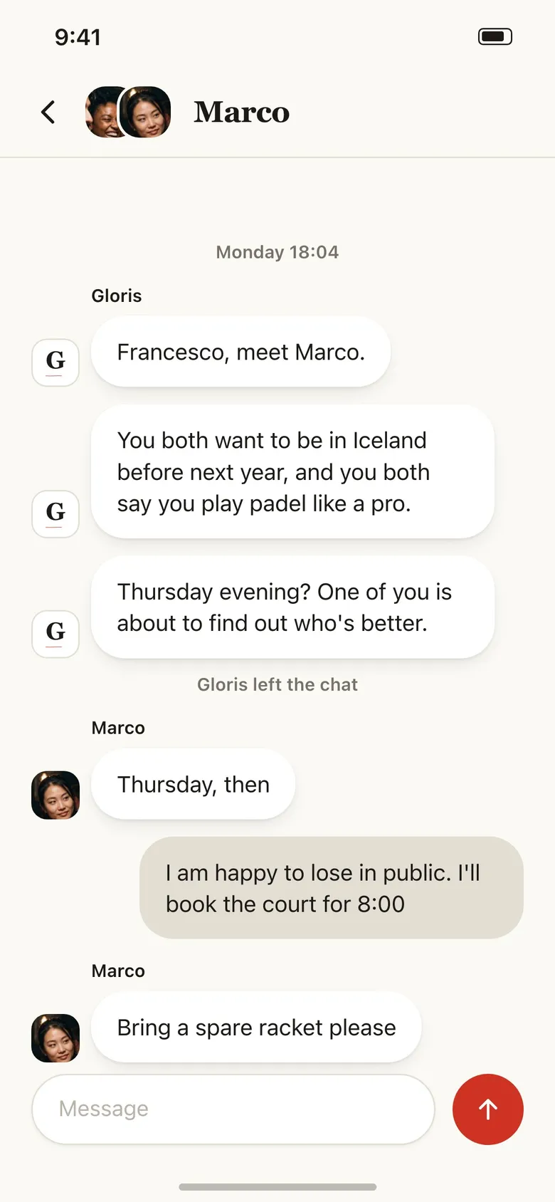 An introduction in the Gloris app